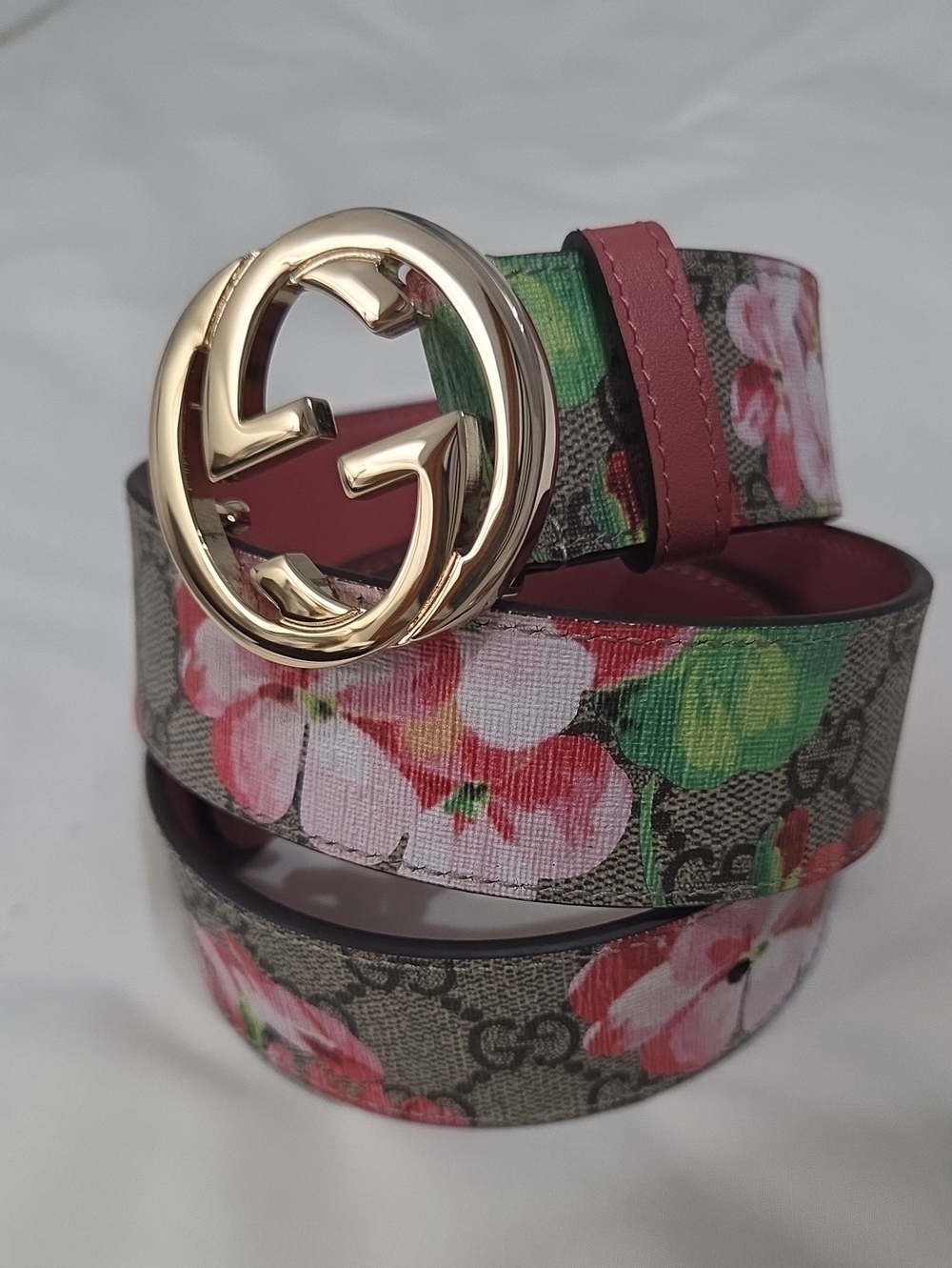 Gucci Blooms Floral Belt Pink Gold GG Buckle